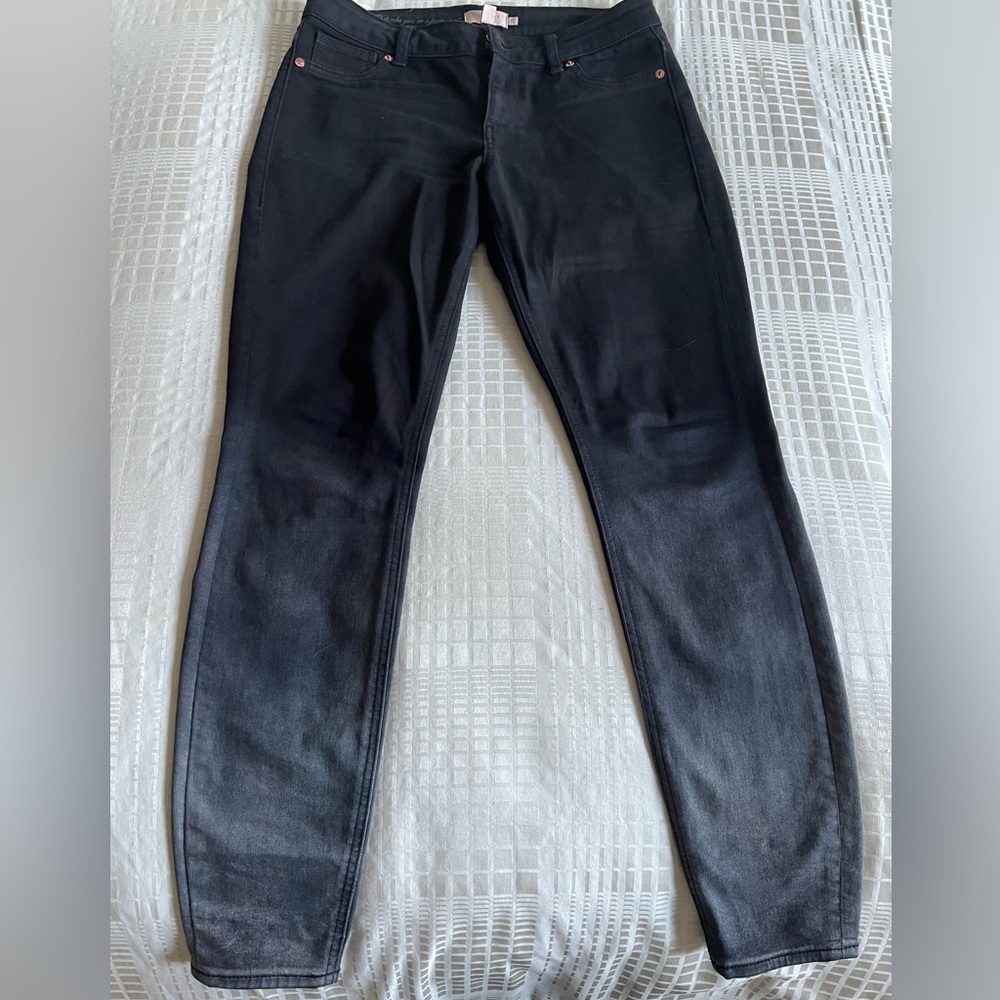 Two color black/ grey jeans with pink gold detail buttons